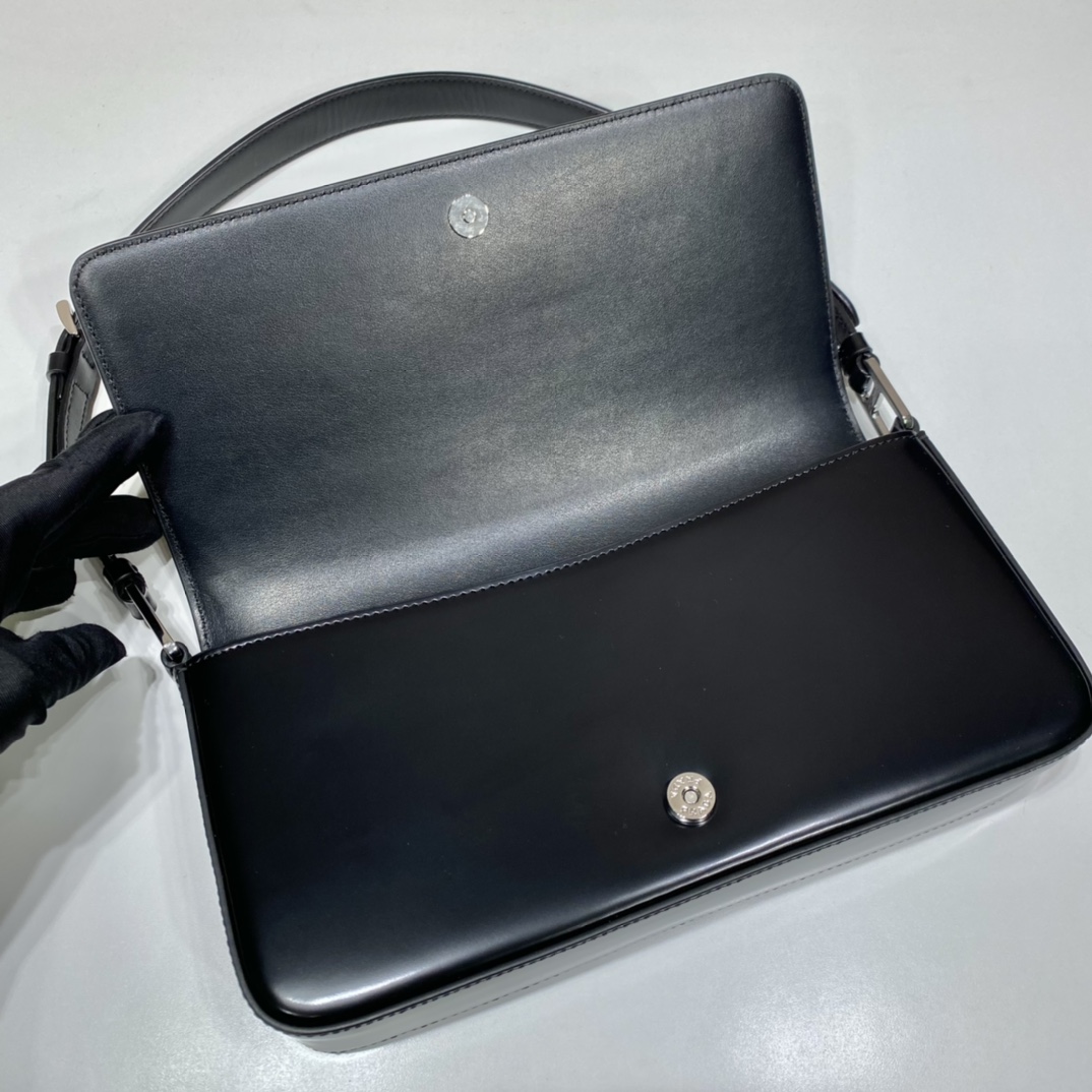 Prada Leather Bag Shoulder Bag Handbag Black 1BD323